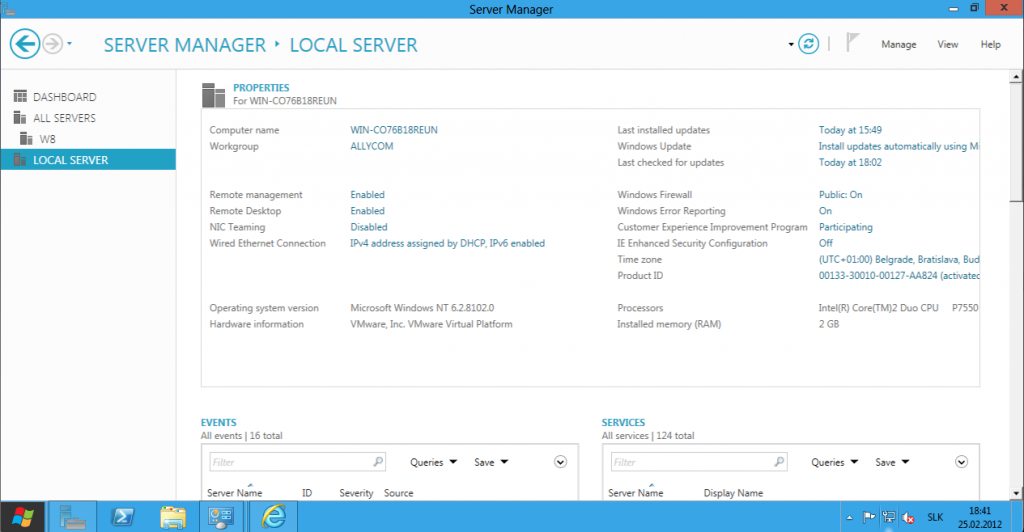 Server Manager Windows Server 8