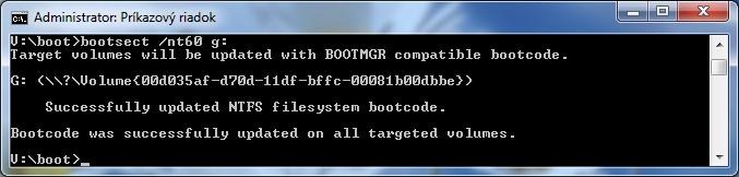 Príprava NTFS disku pre obraz inštalačného média pomocou nástroju bootsect